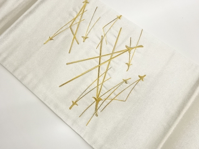 JAPANESE KIMONO / WAKAMATSU PATTERN EMBROIDERY HIRAKI NAGOYA OBI